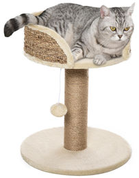 Patootie Fruitie Katzenbaum mit Hängebommel und Plüschplattform aus beigefarbenem Sisal 40 x 40 x 49 cm – Bild 1 von 1