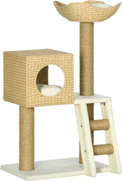 Patootie Fruitie Katzenbaum mit Höhle und Sisal-Kratzstämmen in Weiß/Natur 100,5 x 57 x 37 cm – Bild 1 von 1