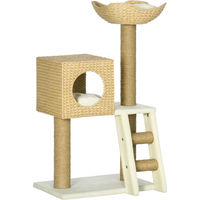 Produktbild von Patootie Fruitie Katzenbaum mit Höhle und Sisal-Kratzstämmen in Weiß/Natur 100,5 x 57 x 37 cm