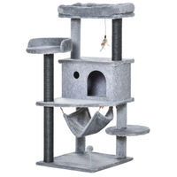 Produktbild von Patootie Fruitie Katzenbaum mit Katzenhaus, Hängematte und Spielzeug in Grau 48 x 48 x 107 cm