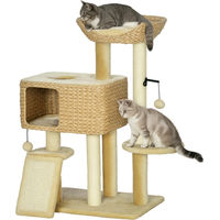 Produktbild von Patootie Fruitie Katzenbaum mit Katzenhaus, Kissen, Bodenmatte und Rampe in Natur und Beige 60 x 40 x 98 cm