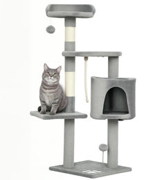 Patootie Fruitie Katzenbaum mit Kratzstämmen und Spielzeug Grau 40 x 40 x 114 cm – Bild 1 von 1