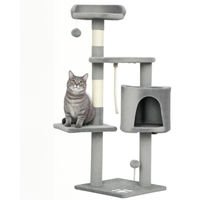 Produktbild von Patootie Fruitie Katzenbaum mit Kratzstämmen und Spielzeug Grau 40 x 40 x 114 cm