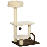 Produktbild von Patootie Fruitie Katzenbaum mit Sisalstamm Liegefläche und Spielbällen aus Spanplatte und Plüsch 44 x 38 x 81 cm