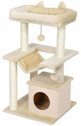 Patootie Fruitie Katzenbaum mit Spielzeug, Sitzstange und Hängematte Creme 48 x 48 x 90 cm – Bild 1 von 1