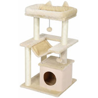 Produktbild von Patootie Fruitie Katzenbaum mit Spielzeug, Sitzstange und Hängematte Creme 48 x 48 x 90 cm