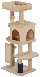 Patootie Fruitie Katzenbaum Spielturm Beige mit Bett Häuschen und Bürste 104 cm hoch – Bild 1 von 1