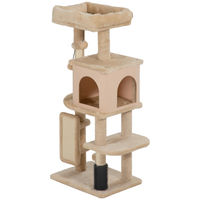 Produktbild von Patootie Fruitie Katzenbaum Spielturm Beige mit Bett Häuschen und Bürste 104 cm hoch