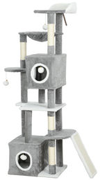 Patootie Fruitie Katzenbaum Spielturm Grau 165 cm mit 2 Höhlen Plattformen Hängematte und Leiter – Bild 1 von 1