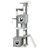 Produktbild von Patootie Fruitie Katzenbaum Spielturm Grau 165 cm mit 2 Höhlen Plattformen Hängematte und Leiter