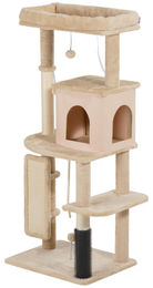 Patootie Fruitie Katzenbaum Spielturm mit Bett Haus und Bürste beige 132 cm – Bild 1 von 1