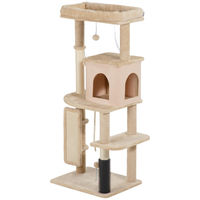 Produktbild von Patootie Fruitie Katzenbaum Spielturm mit Bett Haus und Bürste beige 132 cm