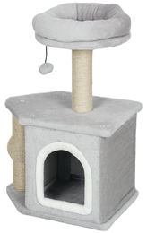 Patootie Fruitie Katzenbaum Spielturm mit Kratzstämmen und Katzenhaus in Hellgrau 42 x 30 x 66 cm – Bild 1 von 1