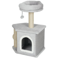 Produktbild von Patootie Fruitie Katzenbaum Spielturm mit Kratzstämmen und Katzenhaus in Hellgrau 42 x 30 x 66 cm
