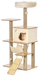 Patootie Fruitie Katzenbaum Spielturm mit Plattformen, Versteck, Bett, Hängematte, Leiter und Kratzbäumen aus Jute Gelb 60 x 40 x 130 cm – Bild 1 von 1