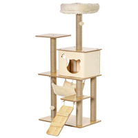 Produktbild von Patootie Fruitie Katzenbaum Spielturm mit Plattformen, Versteck, Bett, Hängematte, Leiter und Kratzbäumen aus Jute Gelb 60 x 40 x 130 cm