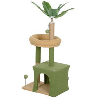Produktbild von Patootie Fruitie Katzenbaum Spielturm mit Versteck Bett Kratzstämmen Bällen und Blättern Grün 44 x 30 x 98 cm