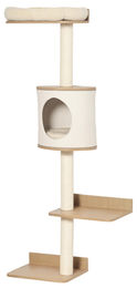 Patootie Fruitie Katzenbaum Wandmontiert mit Holzplattformen, Höhle und Sisal-Kratzstämmen in Beige und Eiche – Bild 1 von 1