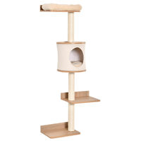 Produktbild von Patootie Fruitie Katzenbaum Wandmontiert mit Holzplattformen, Höhle und Sisal-Kratzstämmen in Beige und Eiche