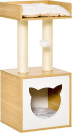 Patootie Fruitie Katzenhaus mit Sisal-Kratzbaum, waschbaren Kissen und Ball in Eiche 35 x 35 x 81 cm – Bild 1 von 1