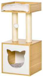 Patootie Fruitie Katzenhaus mit Sisal-Kratzbaum, waschbaren Kissen und Ball in Eiche 35 x 35 x 81 cm – Bild 1 von 1