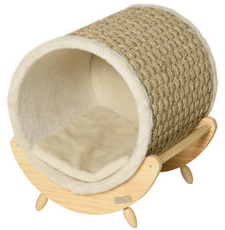 Patootie Fruitie Katzenhöhle mit Kratzfläche und Kissen in Natur und Beige 41 cm x 38 cm x 43 cm – Bild 1 von 1