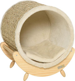 Patootie Fruitie Katzenhöhle mit Kratzfläche und Kissen inklusive zylindrischem Kratzbaum in Natur und Beige 41 x 38 x 43 cm – Bild 1 von 1