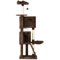 Produktbild von Patootie Fruitie Katzenkratzbaum 160 cm mit Plattformen, Bett, 2 Höhlen, Hängematte, Leiter und braunen Sisalstämmen