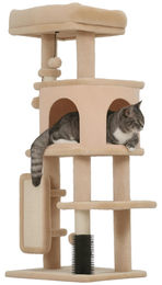 Patootie Fruitie Katzenkratzbaum beige mit Plattformen und Hängebällen 104 cm hoch – Bild 1 von 1