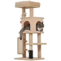 Produktbild von Patootie Fruitie Katzenkratzbaum beige mit Plattformen und Hängebällen 104 cm hoch