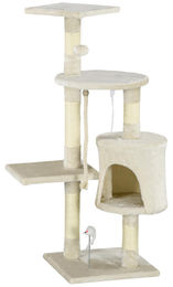 Patootie Fruitie Katzenkratzbaum Beige mit Sisal-Kratzstämmen Höhle Plattformen und Hängespielzeug 116 cm hoch – Bild 1 von 1