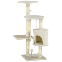 Produktbild von Patootie Fruitie Katzenkratzbaum Beige mit Sisal-Kratzstämmen Höhle Plattformen und Hängespielzeug 116 cm hoch