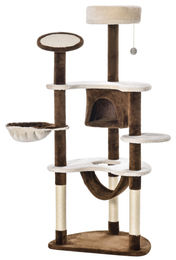 Patootie Fruitie Katzenkratzbaum Braun mit Plattformen, Hängematte, Spielbällen und Höhle 65x50x153 cm – Bild 1 von 1