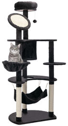 Patootie Fruitie Katzenkratzbaum Dunkelgrau mit Plattformen, Hängematte und Höhle 65 x 50 x 153 cm – Bild 1 von 1