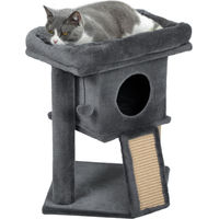 Produktbild von Patootie Fruitie Katzenkratzbaum für kleine Katzen mit Kratzrampe, Katzenhöhle und Hängeball Dunkelgrau 40 x 40 x 57 cm