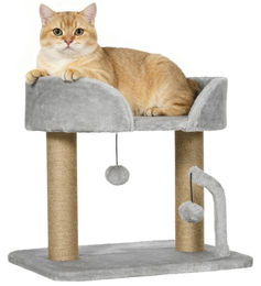 Patootie Fruitie Katzenkratzbaum für kleine Katzen mit Nest, Hängematte und Sisalstämmen in Hellgrau 48 x 38 x 42 cm – Bild 1 von 1