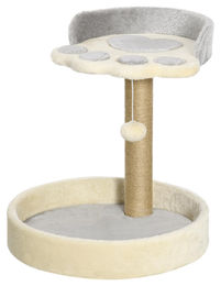 Patootie Fruitie Katzenkratzbaum Hellgrau mit 2 Liegeflächen und Jute-Stamm 44 cm hoch – Bild 1 von 1