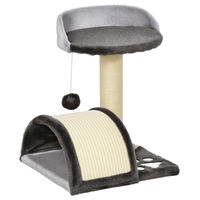 Produktbild von Patootie Fruitie Katzenkratzbaum mit Design-Kratzball und Plattform aus natürlichem Sisal in Dunkelgrau