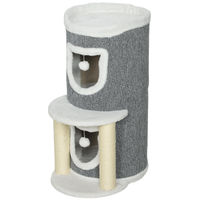 Produktbild von Patootie Fruitie Katzenkratzbaum mit Häuschen, Bett und Sisalstämmen in Grau 76 cm