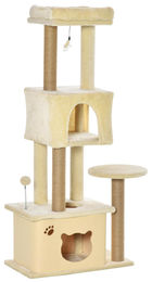 Patootie Fruitie Katzenkratzbaum mit herausnehmbarer Höhle und Bett in Beige – Bild 1 von 1