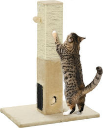 Patootie Fruitie Katzenkratzbaum mit Kratzbrett, Spielball und Pflegebürsten in Beige-Cremefarben 59,5 x 39 x 79 cm – Bild 1 von 1
