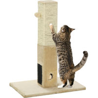Produktbild von Patootie Fruitie Katzenkratzbaum mit Kratzbrett, Spielball und Pflegebürsten in Beige-Cremefarben 59,5 x 39 x 79 cm