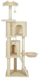 Patootie Fruitie Katzenkratzbaum mit Plattformen, Bett, 2 Höhlen, Hängematte und Sisalstämmen in Beige, 160 cm hoch – Bild 1 von 1