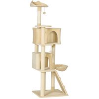 Produktbild von Patootie Fruitie Katzenkratzbaum mit Plattformen, Bett, 2 Höhlen, Hängematte und Sisalstämmen in Beige, 180 cm hoch