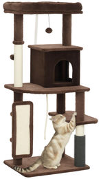 Patootie Fruitie Katzenkratzbaum mit Plattformen und Bürstenstamm in Braun 132 cm – Bild 1 von 1