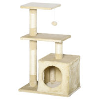 Produktbild von Patootie Fruitie Katzenkratzbaum mit Sisalstämmen, 2 Plattformen, Höhle und Hängekugel, Beige, 50 x 30 x 81,5 cm