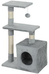 Patootie Fruitie Katzenkratzbaum mit Sisalstämmen, 2 Plattformen, Höhle und Hängekugel in Grau, 50 x 30 x 81,5 cm – Bild 1 von 1