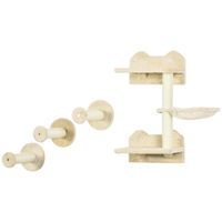 Produktbild von Patootie Fruitie Katzentreppe Set mit Kletterstufen Kletterwand Hängematte und Kratzbaum beige cremeweiß 4-teilig