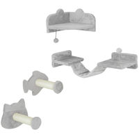 Produktbild von Patootie Fruitie Kletterwand-Spielset für Katzen mit Sisalstämmen und Doppelplattform in Grau