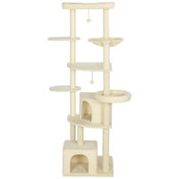 Produktbild von Patootie Fruitie Kratzbaum für 2-3 Katzen mit Höhle, Hängematte und Sisal-Kratzpfosten in Beige